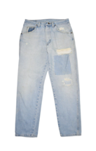 Wrangler Jeans Mens 32x29 Patchwork Light Wash Denim Distressed Repaired... - $31.78