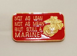 Not As Lean Not As Mean But Still A Marine Hat Pin 1 1/4&quot; Red Gold Tone  - $11.00