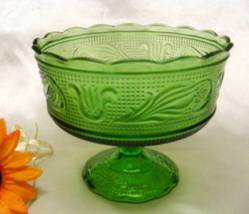 1280 Antique E.O. Brody Company Forest Green Glass Comport - $12.00