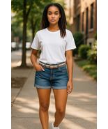 No Boundaries Juniors Denim Shorts Size 11 Blue Cuffed Belt Embroidered ... - €8,23 EUR