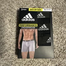 Adidas Performance Black Boxer Brief Quick Dry Fabric 3pk Size XXL No Ride - $21.49