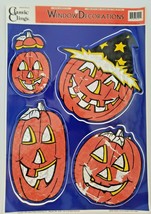 Vintage Classic Clings Halloween Window Decorations Reflective Pumpkins ... - £7.85 GBP