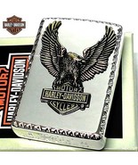 Zippo Harley Davidson Bald Eagle Brass Metal Silver Zippo Oil Lighter MIB - $2,014.21 MXN