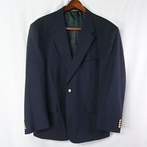 Evan Picone 46R Navy Blue Gold Button Wool Mens Blazer Sport Coat Suit Jacket - £39.33 GBP