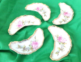 Vintage K STEINMANN Germany China Crescent Dishes Plate pink rose 1920  ... - £99.33 GBP
