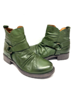 MIZ MOOZ RUCHED SOFT LEATHER  BOOTIE SIDE ZIP  BUCKLE 37EU/ 7US DARK GRE... - $154.44
