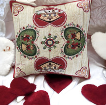 Hines Oxford Embroidered Nordic Hearts 13x13&quot; Tapestry Cushion Pillow Made In UK - £78.24 GBP