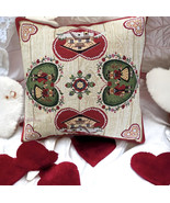 Hines Oxford Embroidered Nordic Hearts 13x13&quot; Tapestry Cushion Pillow Ma... - £77.34 GBP