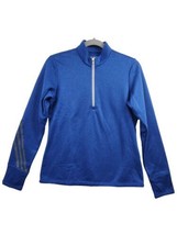 Adidas Women&#39;s Sz M Royal Blue Quarter-Zip Golf Pullover Fleece Top Thum... - £13.97 GBP