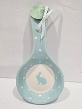 Easter Terramoto Ceramic Bunny Rabbit Resting Spoon Rest Blue White - $21.77