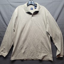 Arrow Mens Beige Diamond Patterned Long Sleeve Collared Sweater Shirt Si... - $16.39