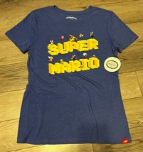 Super Mario Nintendo World Official Short Sleeve Women&#39;s Tee Blue Size XL NWT - £13.61 GBP