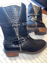 First Love by Penny Loves Kenny &quot;Willa&quot; Black studded Boots sz 8 new - £58.82 GBP