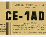 QSL Card CE1AD Arica Chile 1958 - £7.93 GBP