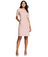 Lands&#39; End Women&#39;s Elbow Sleeve Ponte Sheath Dress Washed Pink New - £41.24 GBP+