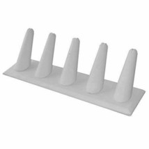 5 Ring Display Stand White Leatherette 5 Five Dual Finger Jewelry Counter Holder - £7.50 GBP