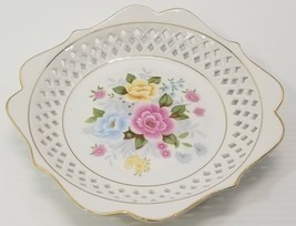 Floral Fruit Serving Bowl Lattice Design Furnishing Porcelainwares 8&quot; Plate - £7.65 GBP