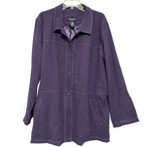 Denim &amp; Co. Womens Moleskin Jacket Purple Size 3X Button Pockets Long Sl... - £26.97 GBP
