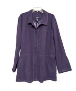 Denim &amp; Co. Womens Moleskin Jacket Purple Size 3X Button Pockets Long Sl... - £27.51 GBP