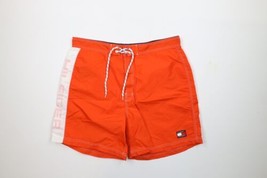 Vtg 90s Tommy Hilfiger Mens XL Spell Out Color Block Lined Shorts Trunks Orange - £37.21 GBP