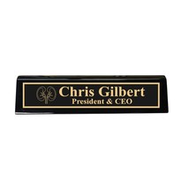 Desk Wedge Name Plate - PERSONALIZED - Kidney - 11 Inches (Black Piano) - $43.11