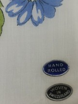 Vintage Floral Handkerchief Hanky Blue, Brown &amp; Yellow Flowers Woven Switzerland - £6.31 GBP