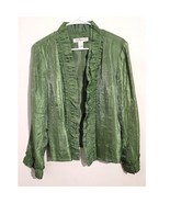 RAFAEL Ruffled Open Front Long Sleeve Blazer Jacket Shimmery Green Plus ... - $40.00