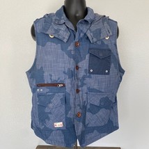 Marshall Artist M.A. 12 Tailored Hiking Waistcoat Vest Blue Camo Vntg Si... - $61.12