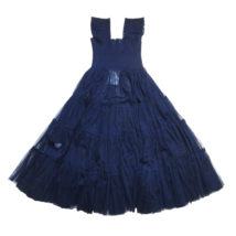 NWT Hill House Ellie Nap Dress in Navy Sheer Tulle Smocked Midi Ruffle XS - £158.07 GBP