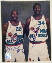 Clyde Drexler &amp; Hakeem Olajuwon Signed Autographed Glossy 8x10 Photo - USA Dream - £118.86 GBP