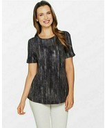 Lisa Rinna Collection Printed Knit Top with Back Detail Charcoal, Small,... - $15.38 CAD