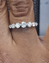Anniversary Band 2.00Ct Round Cut Diamond Wedding Ring 14k White Gold Size 5.5 - £187.67 GBP