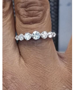 Anniversary Band 2.00Ct Round Cut Diamond Wedding Ring 14k White Gold Si... - £190.41 GBP