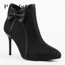 Female Bow Boots High Heels Fashion Woven Ankle Boots for Women Autumn Shoes Sue - £44.97 GBP