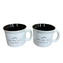 Amici Home Set of 2 Black White Coffee Mugs Cups 16 oz Take the Long Roa... - $24.74
