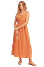 Orange Side Slit Round Neck Sleeveless Tank Dress - $53.00