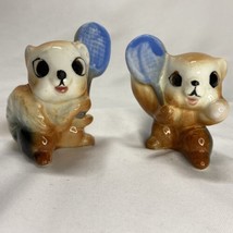 Vintage Anthropomorphic Squirrels Playing Tennis Salt And Pepper Shakers - £9.43 GBP