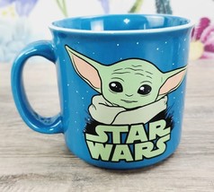 Disney Star Wars Mandalorian Grogu Baby Yoda 20 Oz Coffee Mug Cup Silver Buffalo - £11.27 GBP