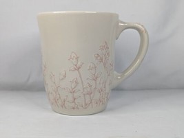 Longaberger Horizon of Hope Coffee Mug Ivory Pink Embossed Rosebuds Floral - £8.61 GBP