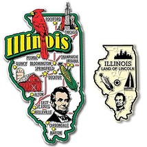 Illinois Jumbo &amp; Small State Map Magnet Set by Classic Magnets, 2-Piece Set, Col - £7.66 GBP