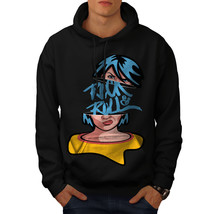 Wellcoda Rock &amp; Roll Girl Music Mens Hoodie, Music Casual Hooded Sweatshirt - £25.49 GBP+