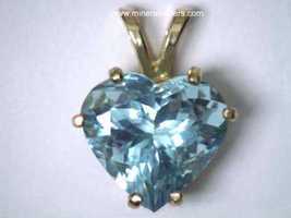 Heart Aquamarine Pendant, Genuine Beryl Jewelry, Natural Aquamarine 14K ... - $1,575.00
