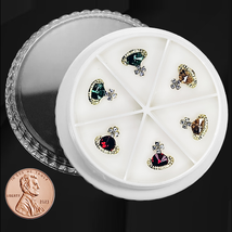 NAIL CHARM RHINESTONE Gold Planet Green, Red &amp; Gold 6/Case - $16.00