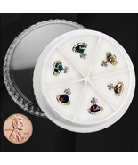 NAIL CHARM RHINESTONE Gold Planet Green, Red &amp; Gold 6/Case - $21.92 CAD