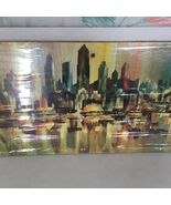 vintage modern wall plaque art reproduction Stareck city landscape mid c... - $835.70 MXN