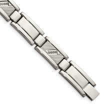 Chisel Stainless Steel Polished and Textured with 1/10 carat Diamond 8.5 inch Br - $127.53