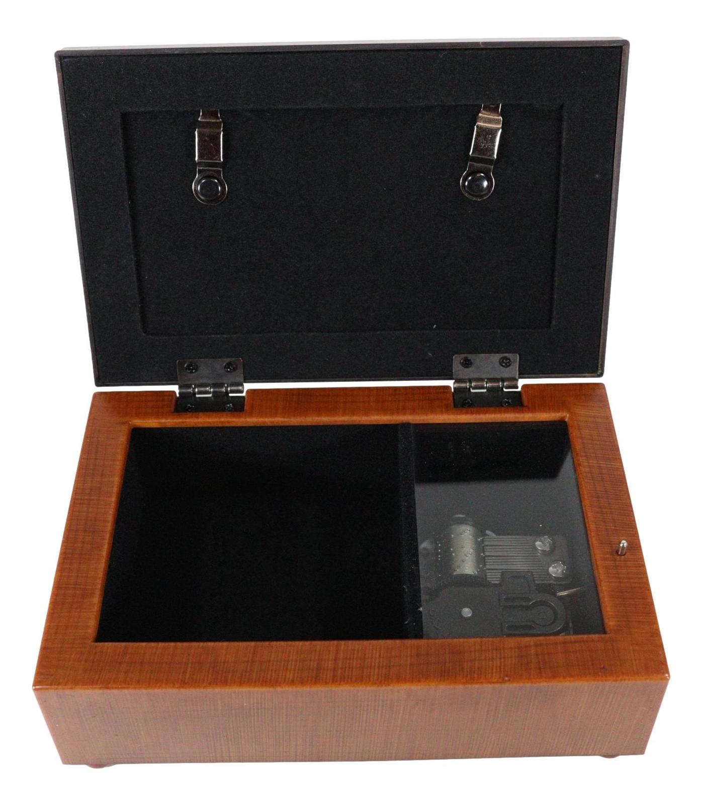 Happy Fiftieth 50th Anniversary Polished Burlwood With Trinket Wind Up Music Box Item image 3