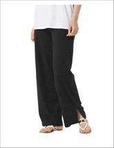 X-Small Black Beach Pull-On Wide Leg Pants with Side Slits Denim &amp; Co. W... - $19.32