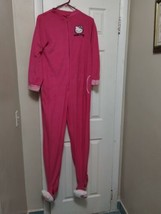 Womens Hello Kitty Pink  Fleece Footed One Piece Pajamas Jumpsuit Size Small - £28.40 GBP