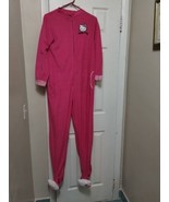 Womens Hello Kitty Pink  Fleece Footed One Piece Pajamas Jumpsuit Size S... - $35.54